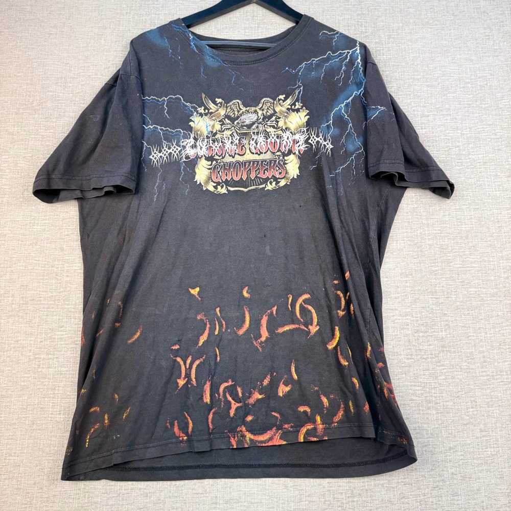 Orange County Choppers Mens XL T-Shirt limited Cut Eagle Skull Lightning Flame